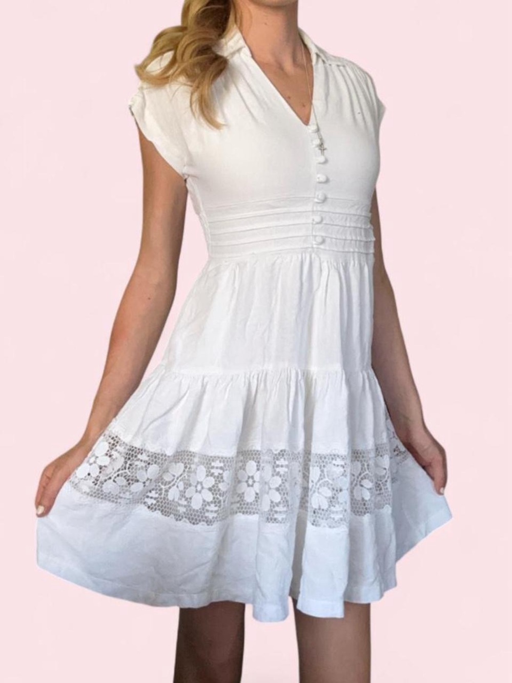 White mini cottagecore dress by Taylor
